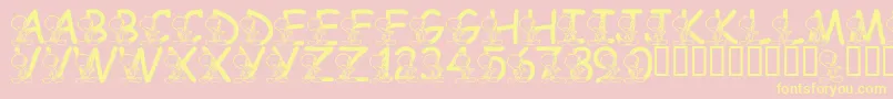 Czcionka LmsTweetyFont – żółte czcionki na różowym tle