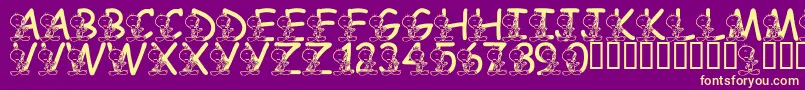 Fonte LmsTweetyFont – fontes amarelas em um fundo roxo