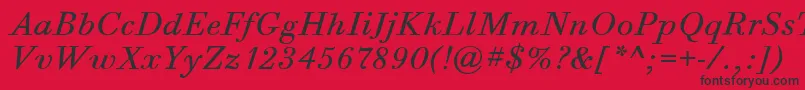 BodoniSixItcBookItalic Font – Black Fonts on Red Background