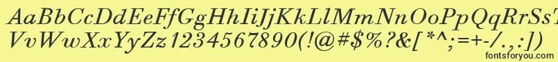 Шрифт BodoniSixItcBookItalic – чёрные шрифты на жёлтом фоне