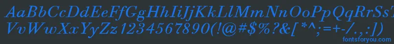 BodoniSixItcBookItalic Font – Blue Fonts on Black Background
