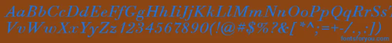 BodoniSixItcBookItalic Font – Blue Fonts on Brown Background
