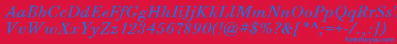 BodoniSixItcBookItalic Font – Blue Fonts on Red Background