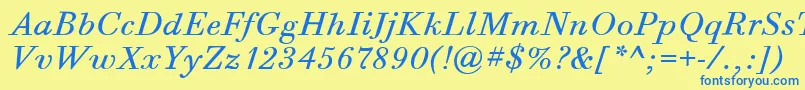 BodoniSixItcBookItalic Font – Blue Fonts on Yellow Background
