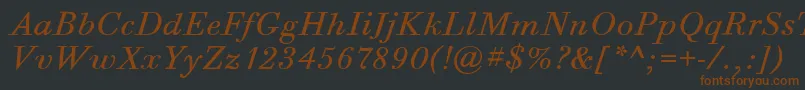 BodoniSixItcBookItalic Font – Brown Fonts on Black Background