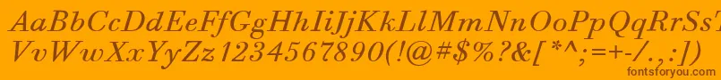BodoniSixItcBookItalic-Schriftart – Braune Schriften auf orangefarbenem Hintergrund