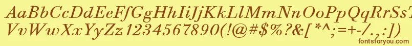 BodoniSixItcBookItalic Font – Brown Fonts on Yellow Background