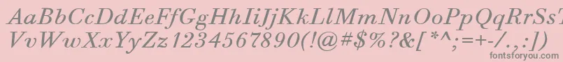 フォントBodoniSixItcBookItalic – ピンクの背景に灰色の文字