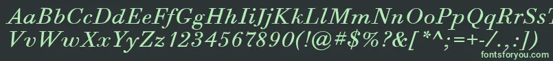 Czcionka BodoniSixItcBookItalic – zielone czcionki na czarnym tle