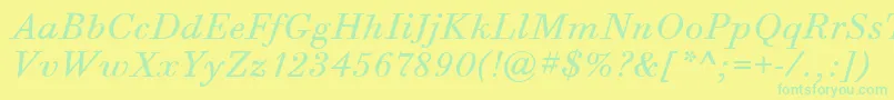 Lisätietoja BodoniSixItcBookItalic-fontista BodoniSixItcBookItalic-fontti – vihreät fontit keltaisella taustalla