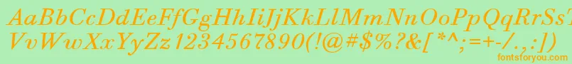 BodoniSixItcBookItalic Font – Orange Fonts on Green Background