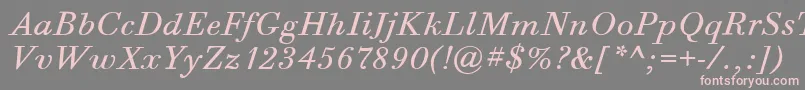 BodoniSixItcBookItalic Font – Pink Fonts on Gray Background