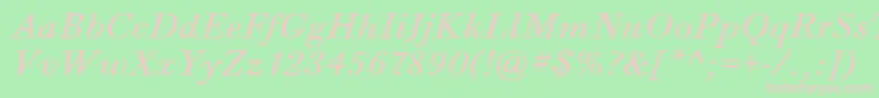 BodoniSixItcBookItalic Font – Pink Fonts on Green Background