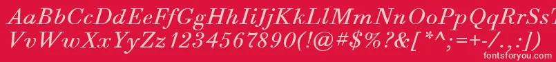 BodoniSixItcBookItalic Font – Pink Fonts on Red Background