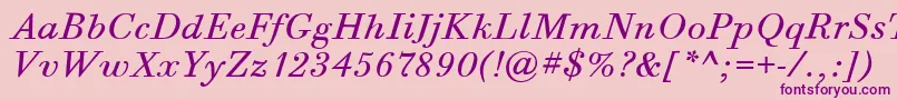 BodoniSixItcBookItalic Font – Purple Fonts on Pink Background