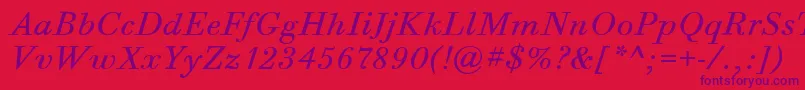 BodoniSixItcBookItalic Font – Purple Fonts on Red Background