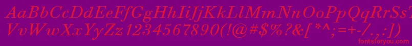 BodoniSixItcBookItalic Font – Red Fonts on Purple Background