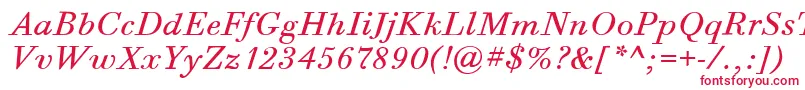 Czcionka BodoniSixItcBookItalic – czerwone czcionki