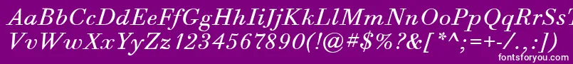 Police BodoniSixItcBookItalic – polices blanches sur fond violet