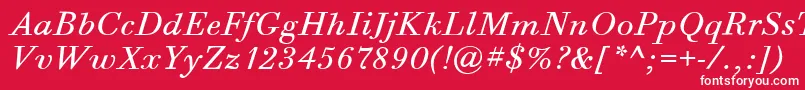 フォントBodoniSixItcBookItalic – 赤い背景に白い文字