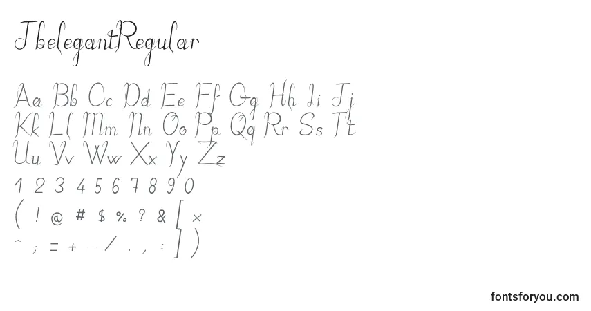 Schriftart JbelegantRegular – Alphabet, Zahlen, spezielle Symbole