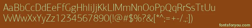 PfagorasansproThin-fontti – vihreät fontit ruskealla taustalla