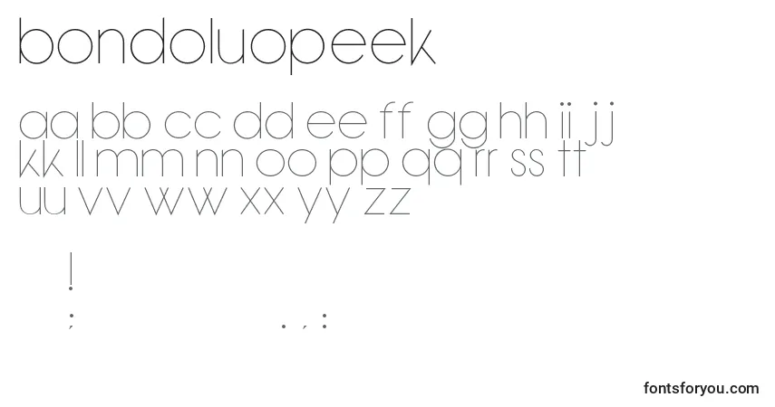 characters of bondoluopeek font, letter of bondoluopeek font, alphabet of  bondoluopeek font