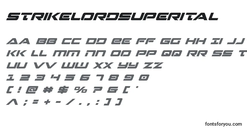 Schriftart Strikelordsuperital – Alphabet, Zahlen, spezielle Symbole