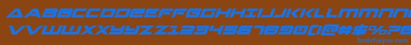 Strikelordsuperital Font – Blue Fonts on Brown Background