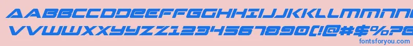 Strikelordsuperital-Schriftart – Blaue Schriften auf rosa Hintergrund