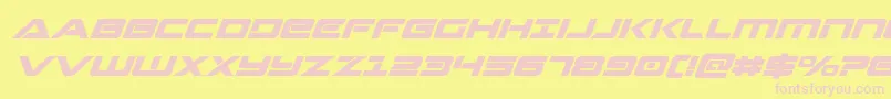 Strikelordsuperital-Schriftart – Rosa Schriften auf gelbem Hintergrund