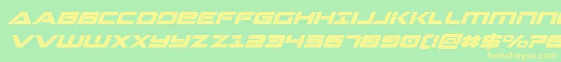 Strikelordsuperital-Schriftart – Gelbe Schriften auf grünem Hintergrund