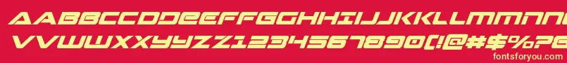 Strikelordsuperital-Schriftart – Gelbe Schriften auf rotem Hintergrund