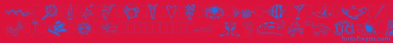 Dfinspirationstwo-Schriftart – Blaue Schriften auf rotem Hintergrund
