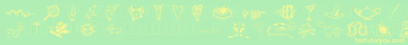 Dfinspirationstwo-Schriftart – Gelbe Schriften auf grünem Hintergrund