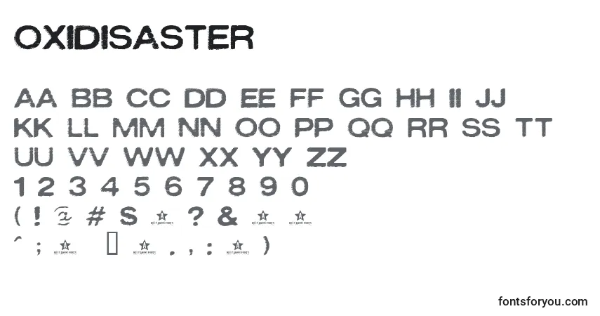 A fonte Oxidisaster – alfabeto, números, caracteres especiais