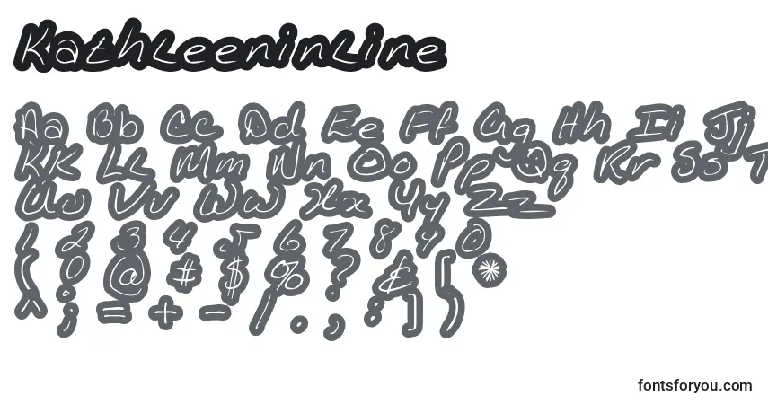 Czcionka Kathleeninline – alfabet, cyfry, specjalne znaki