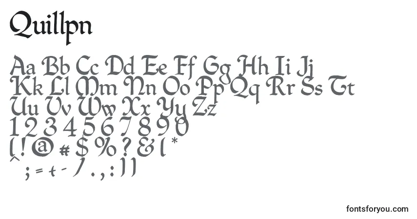 Czcionka Quillpn – alfabet, cyfry, specjalne znaki