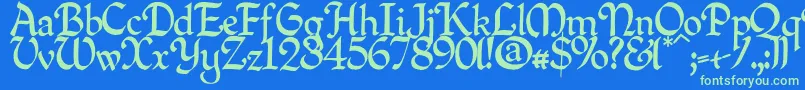 Quillpn Font – Green Fonts on Blue Background