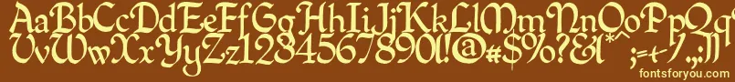 Quillpn Font – Yellow Fonts on Brown Background