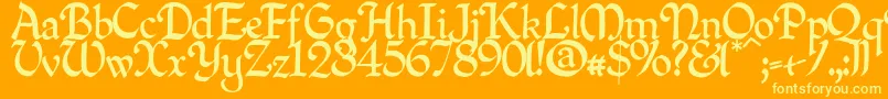 Quillpn-Schriftart – Gelbe Schriften auf orangefarbenem Hintergrund