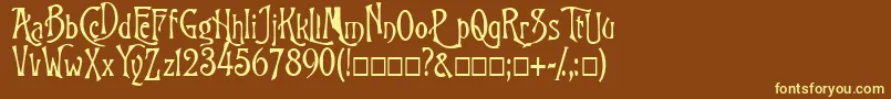 FkGoodfellow-fontti – keltaiset fontit ruskealla taustalla