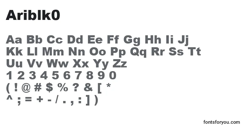 Ariblk0-fontti – aakkoset, numerot, erikoismerkit