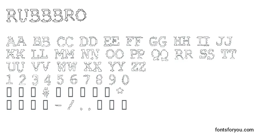 Schriftart Rubbbro – Alphabet, Zahlen, spezielle Symbole