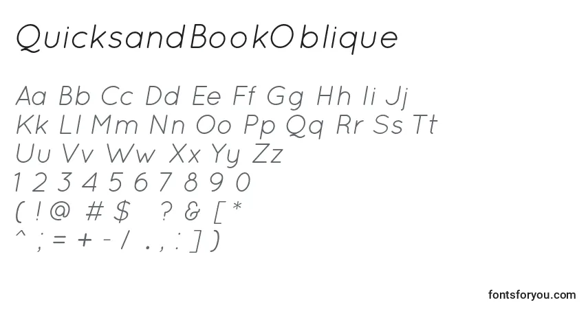 Fuente QuicksandBookOblique - alfabeto, números, caracteres especiales