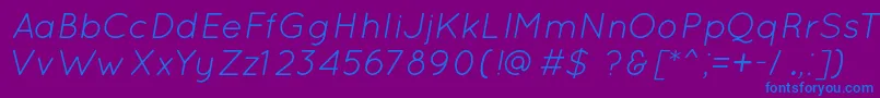 QuicksandBookOblique Font – Blue Fonts on Purple Background