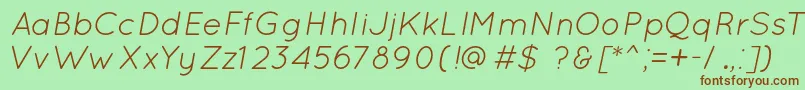 QuicksandBookOblique Font – Brown Fonts on Green Background