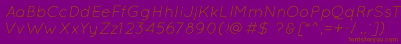 QuicksandBookOblique-Schriftart – Braune Schriften auf violettem Hintergrund