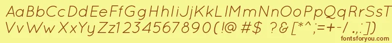 QuicksandBookOblique Font – Brown Fonts on Yellow Background