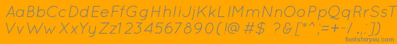 QuicksandBookOblique-Schriftart – Graue Schriften auf orangefarbenem Hintergrund